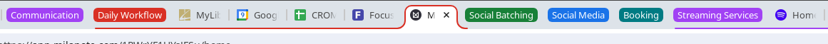 a shot of the top of a web browser showing colourful tabs for different tasks